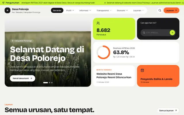 Tampilan tema Bento
