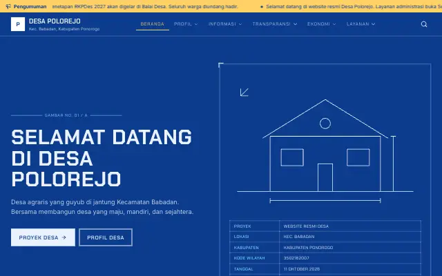 Tampilan tema Cetak Biru