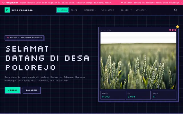 Tampilan tema Pixel Arcade