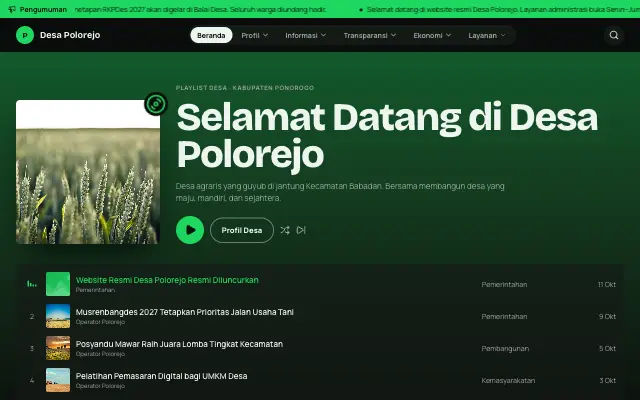 Tampilan tema Playlist